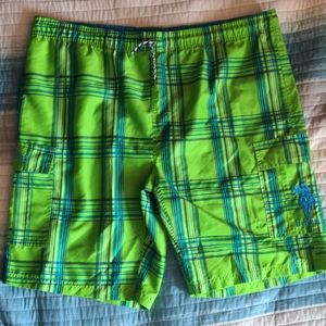 Men's Green U.S. Polo Swim Board Short Trunks